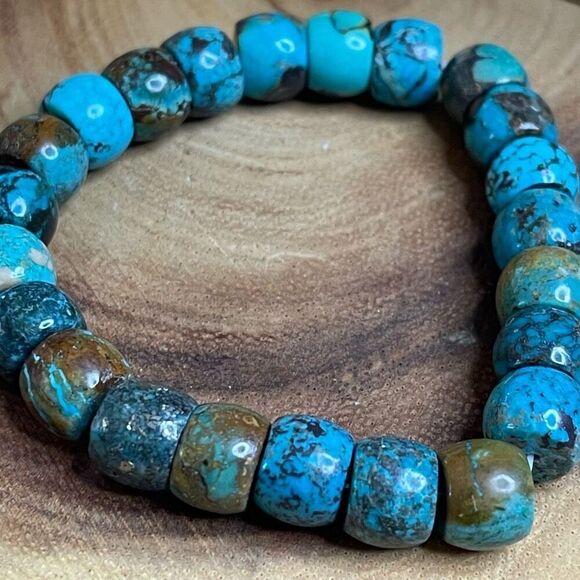 Turquoise beaded stretch bracelet ONE NEW reiki meditation crystal healing 9mm b - Picture 10 of 12